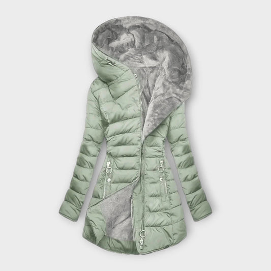 Women's Quilted Hooded Puffer Coat with Faux Fur Lining Hero