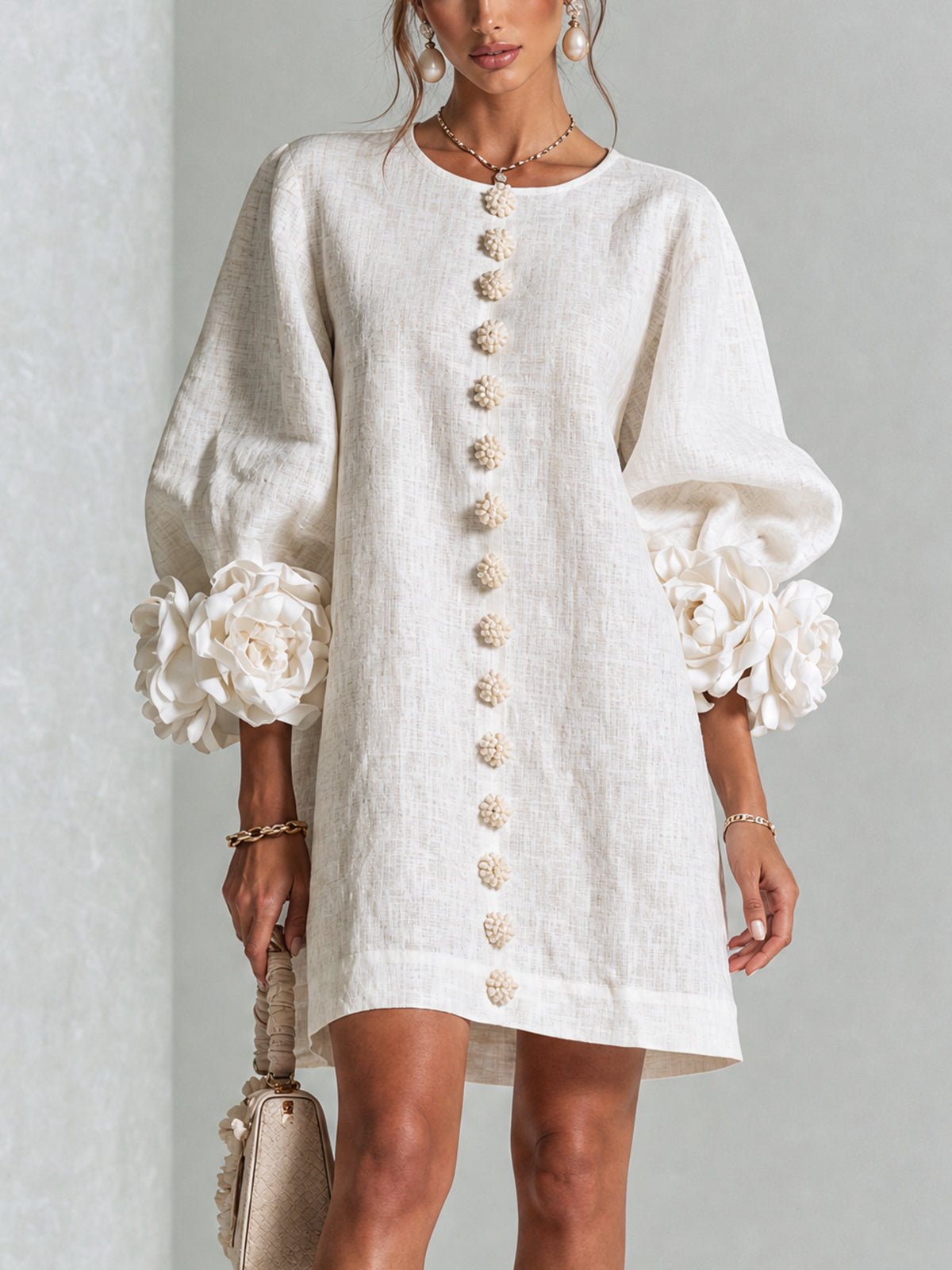 Women's Sculptural Shift Dress with Statement Sleeves Hero