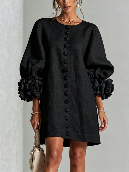 Women's Sculptural Shift Dress with Statement Sleeves View 15