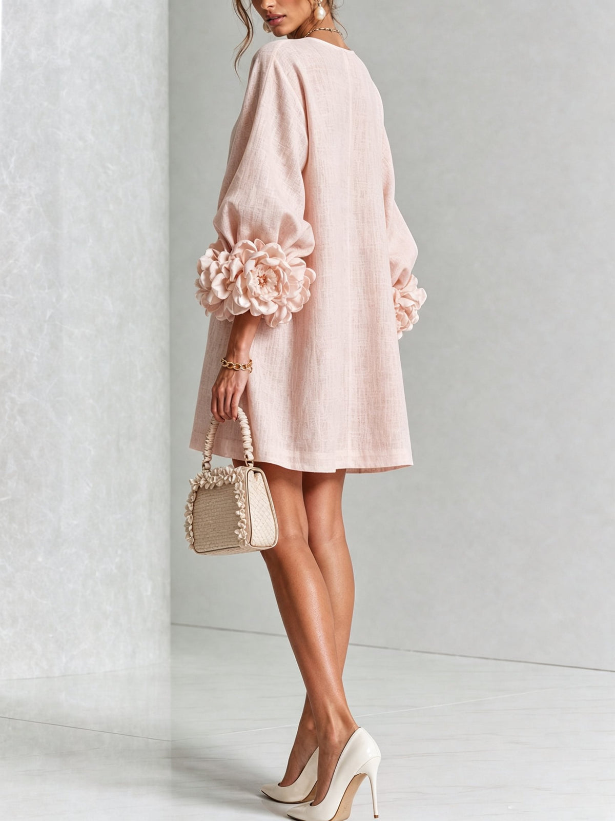 Women's Sculptural Shift Dress with Statement Sleeves View 21