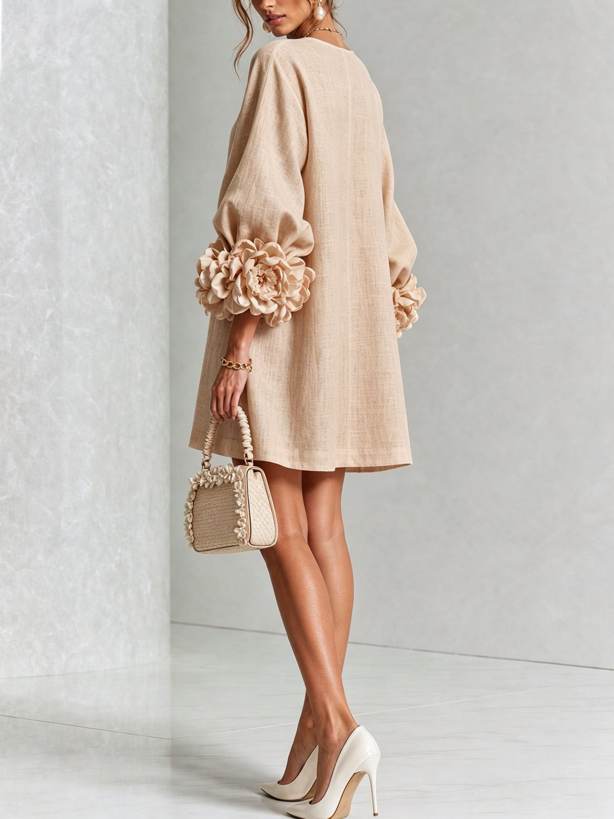 Women's Sculptural Shift Dress with Statement Sleeves View 25
