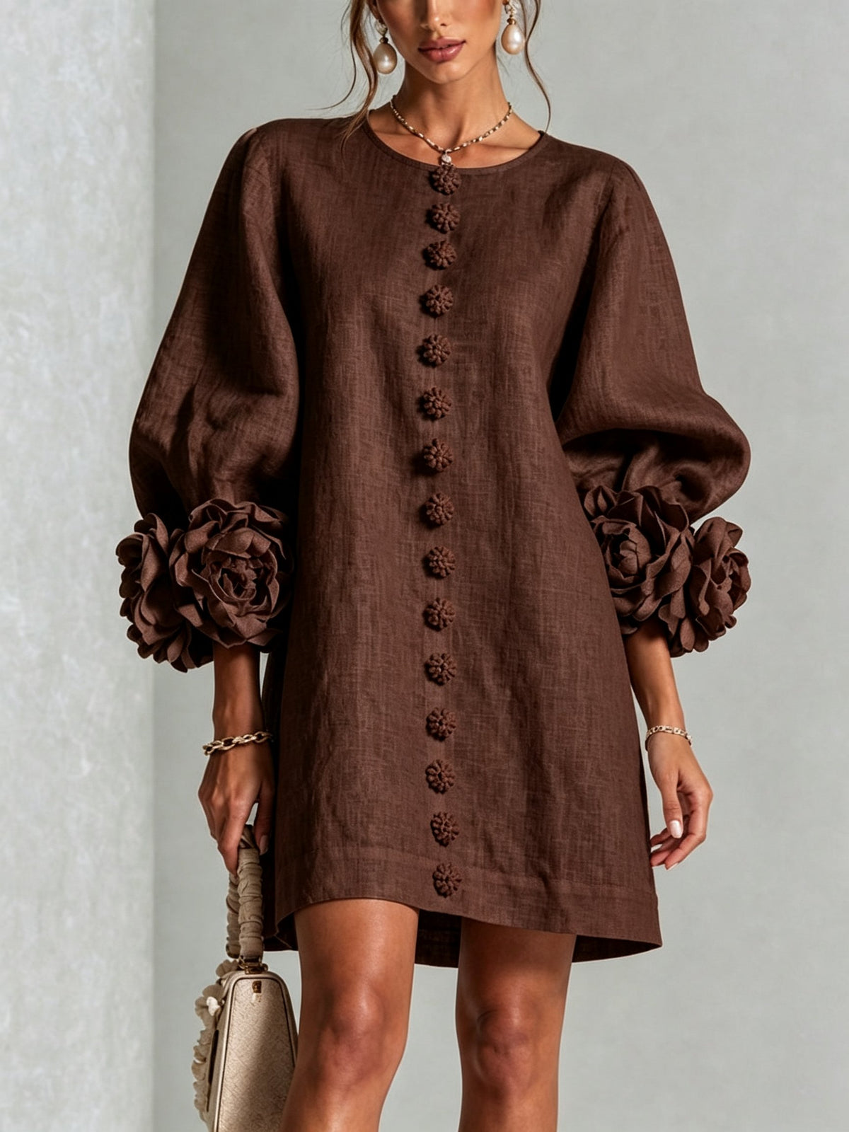 Women's Sculptural Shift Dress with Statement Sleeves View 27