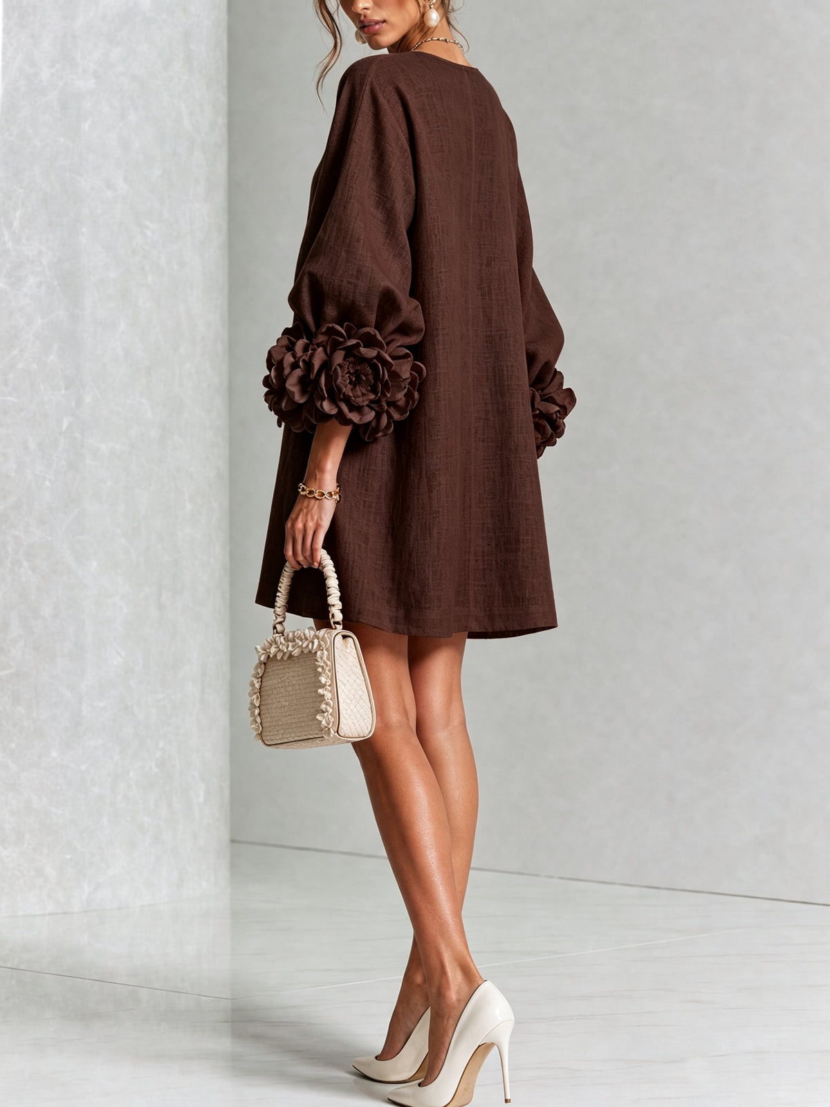 Women's Sculptural Shift Dress with Statement Sleeves View 29