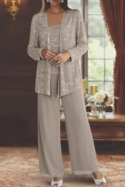 Women's Sequin Three-Piece Set | Wide Leg Evening Occasion Alternate