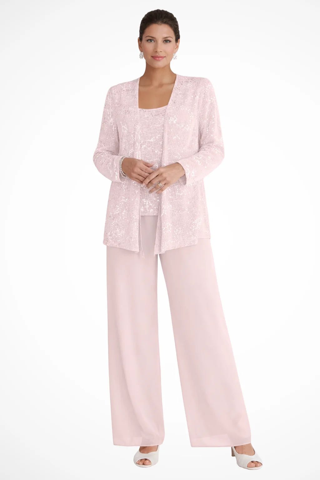 Women's Sequin Three-Piece Set | Wide Leg Evening Occasion View 11