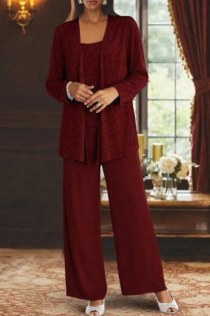 Women's Sequin Three-Piece Set | Wide Leg Evening Occasion View 14