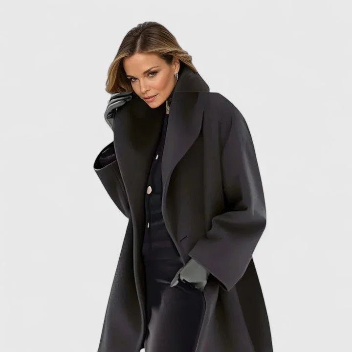 Women's Shawl Collar Wool Coat | Button-Front Winter Style Front