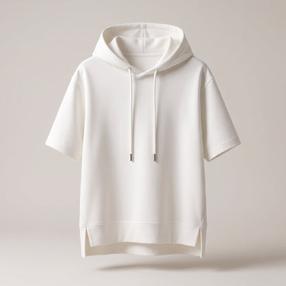 Women's Short Sleeve Hoodie with Cotton Blend Side