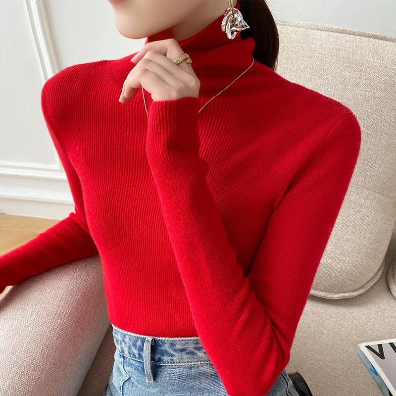Women's Slim Cashmere Turtleneck Sweater Back