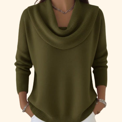 Women's Soft Elegance Cotton Jumper with Cowl Neck Back