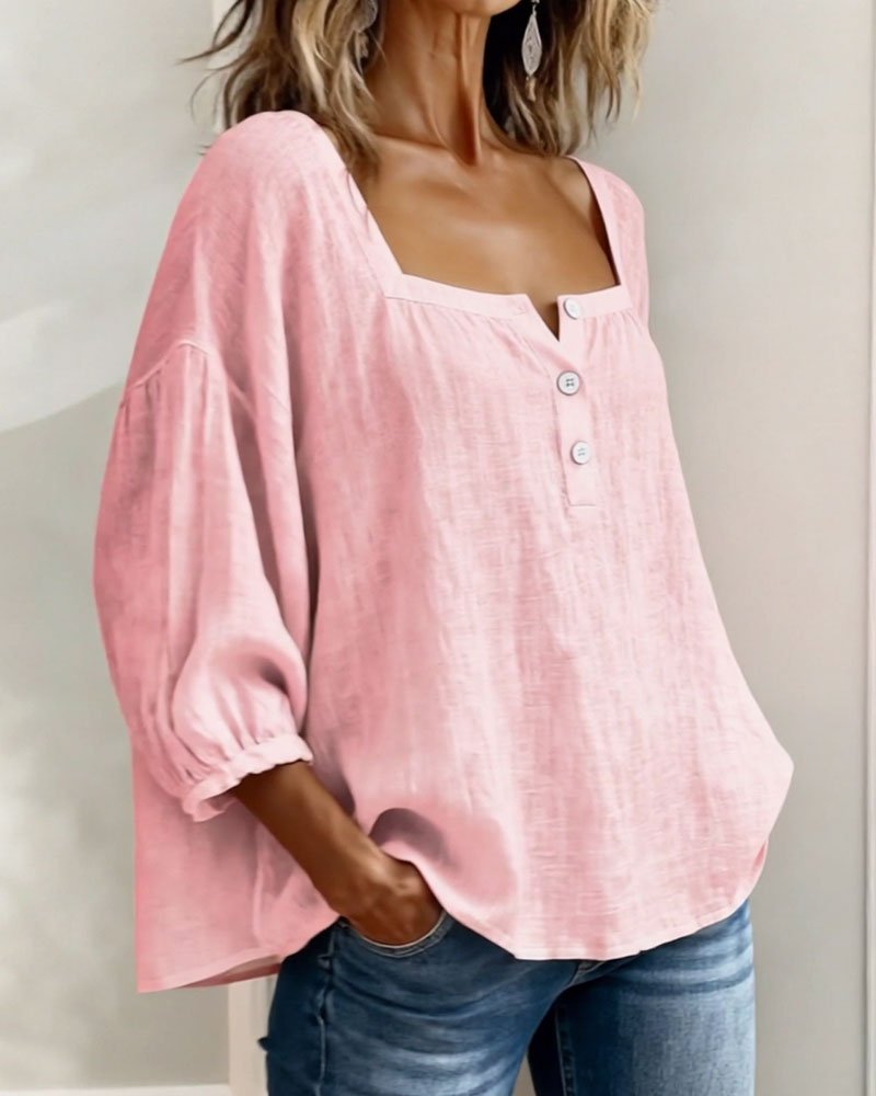 Women's Stylish Relaxed Puff Sleeve Blouse Front