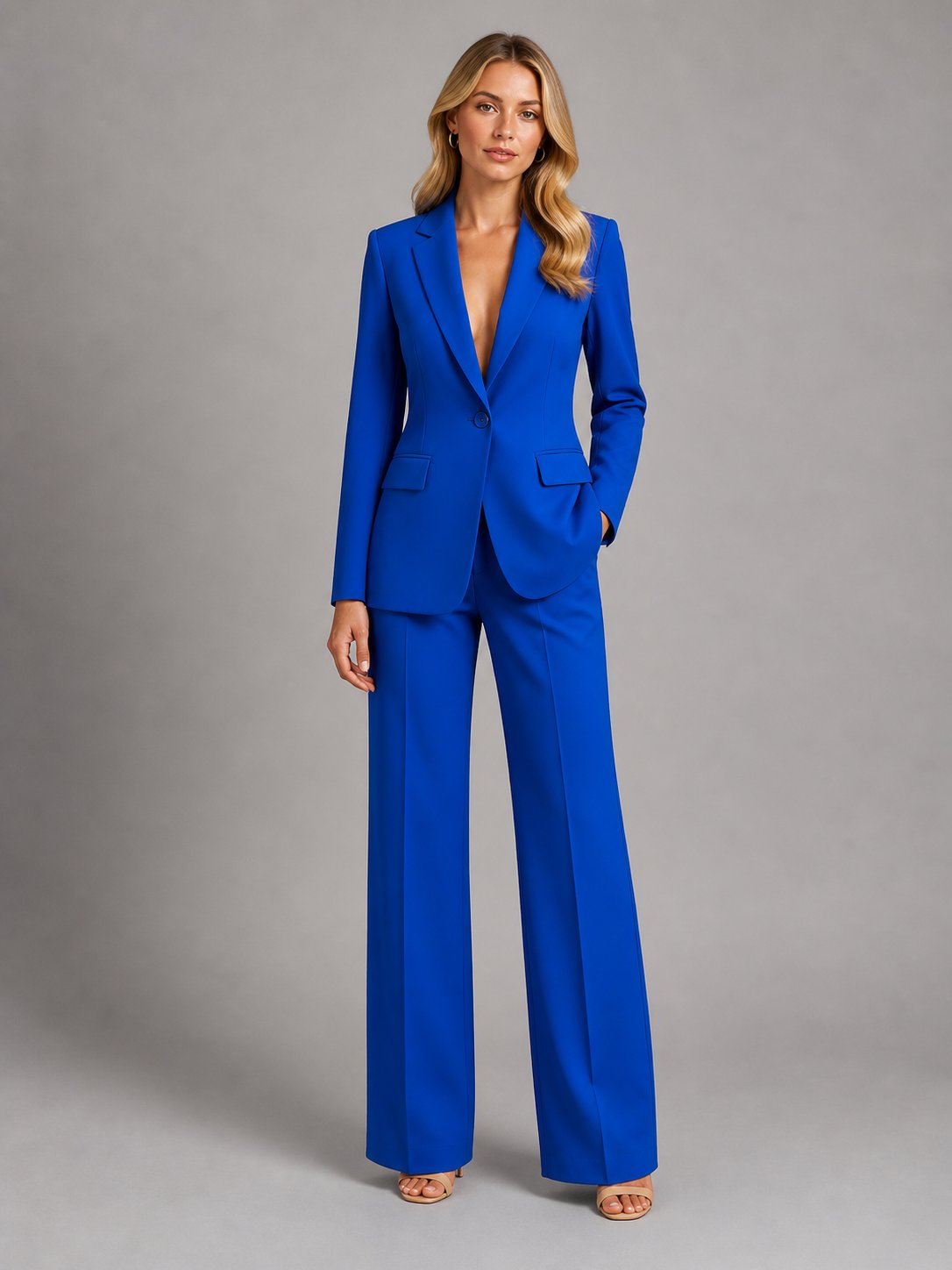 Women's Tailored Blazer Set | Wide-Leg Trousers Smart Occasion Back