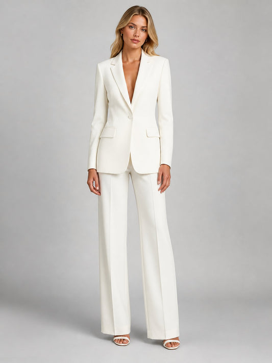 Women's Tailored Blazer Set | Wide-Leg Trousers Smart Occasion Hero