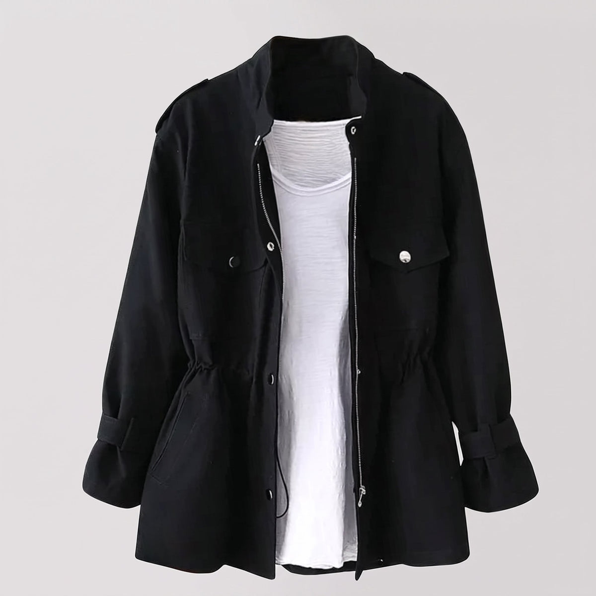 Women's Tailored Overcoat with Cinched Waist Back