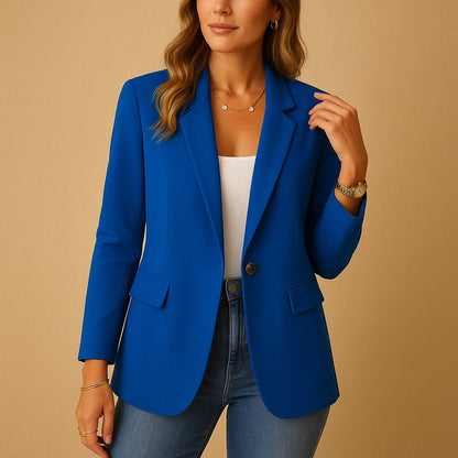 Women's Tailored Single-Breasted Blazer with Clean Silhouette Close Up