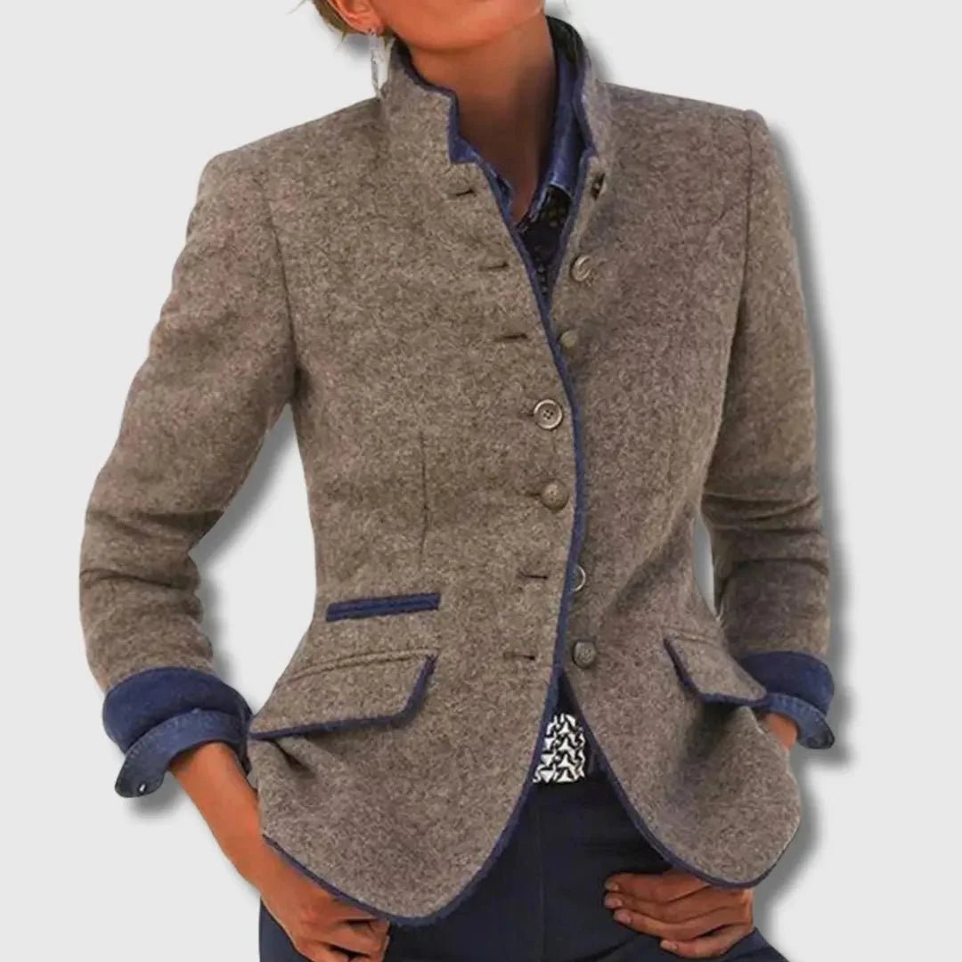 Women's Tailored Wool Blazer with Contrast Trim Hero