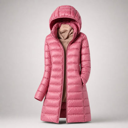 Women's Ultralight Down Jacket with Hooded Shell Angle