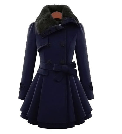 Women's Vintage Flair Trench Coat with Tiered Hem Back