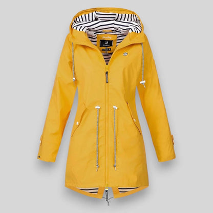Women's Waterproof Hooded Jacket with Drawstring Waist Front
