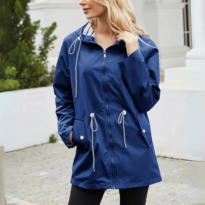 Women's Waterproof Hooded Jacket with Drawstring Waist Lifestyle
