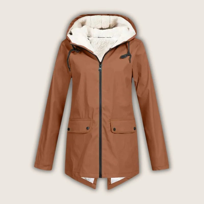 Women's Waterproof Hooded Jacket with Sherpa Lining Angle
