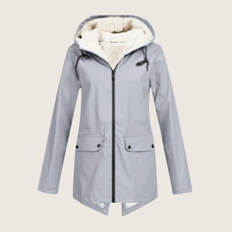 Women's Waterproof Hooded Jacket with Sherpa Lining Detail