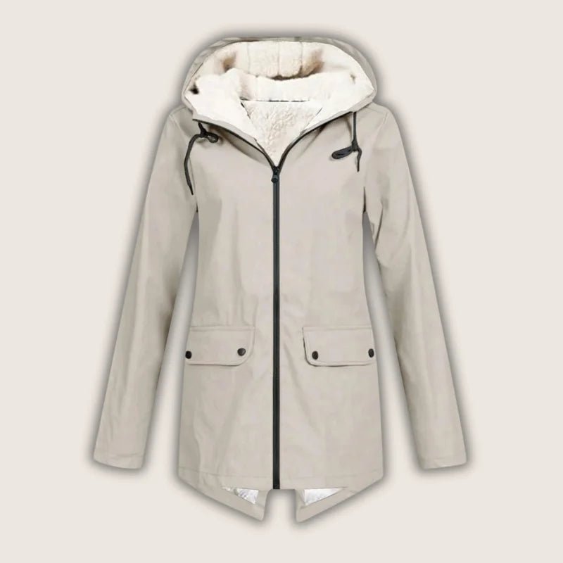 Women's Waterproof Hooded Jacket with Sherpa Lining Side