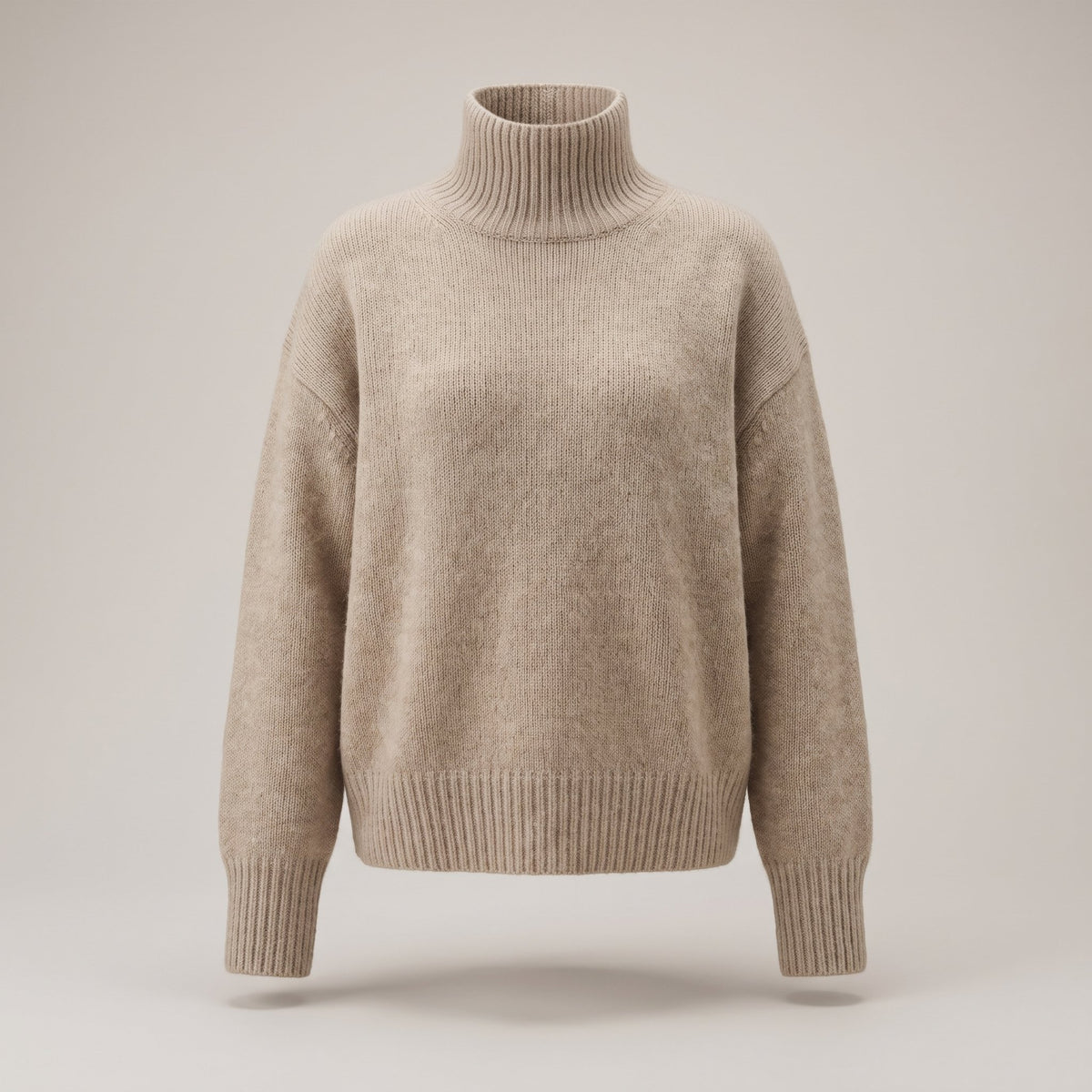 Women's Wool High-Neck Sweater with Dropped Shoulder Lifestyle