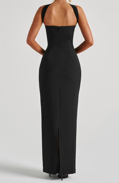 Women’s Strapless Column Maxi Dress | Removable Scarf Evening Gown